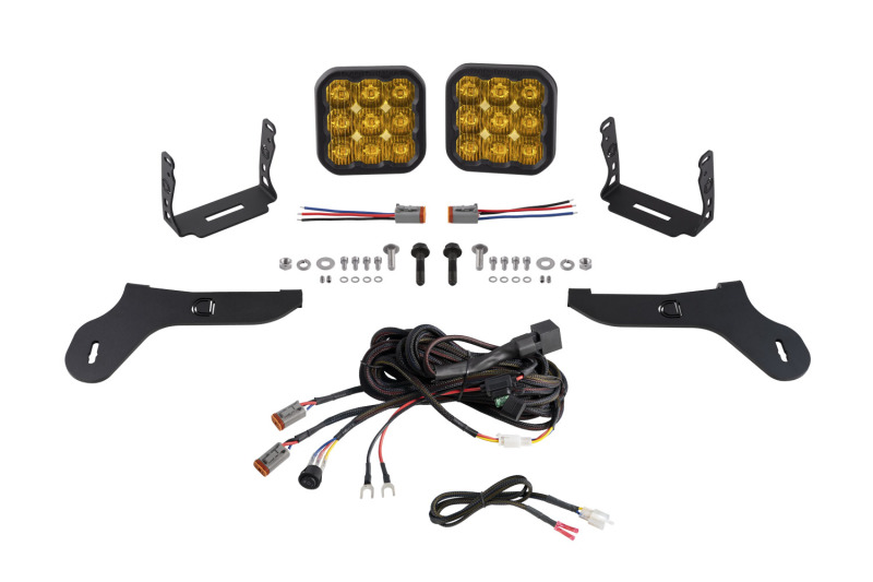 Ford Raptor LED Pod Light Kit - Front - Diode Dynamics - SS5 Bumper LED Pod with TIR optics - Sport Yellow - `17-`20 Ford Raptor LED Pod Light Kit - Front - Diode Dynamics - SS5 Bumper LED Pod with TIR optics - Sport Yellow - `17-`20